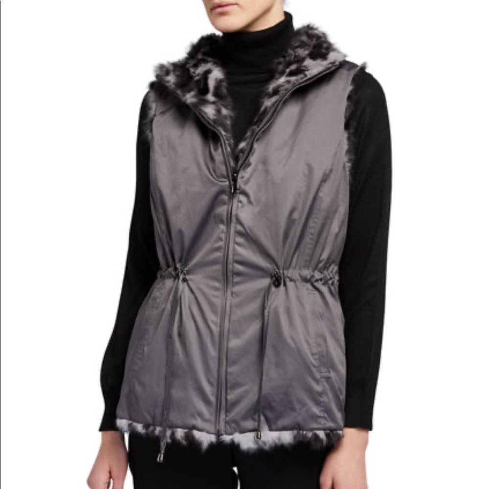 Metric Knits reversible rabbit fur vest, Sz. L - Picture 4 of 16